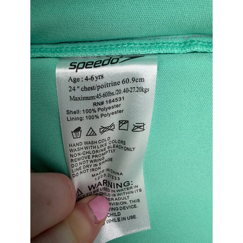 Speedo Girl Power Swim Flotation Vest Pink Striped UV50 Ages 4-6 45-60lbs